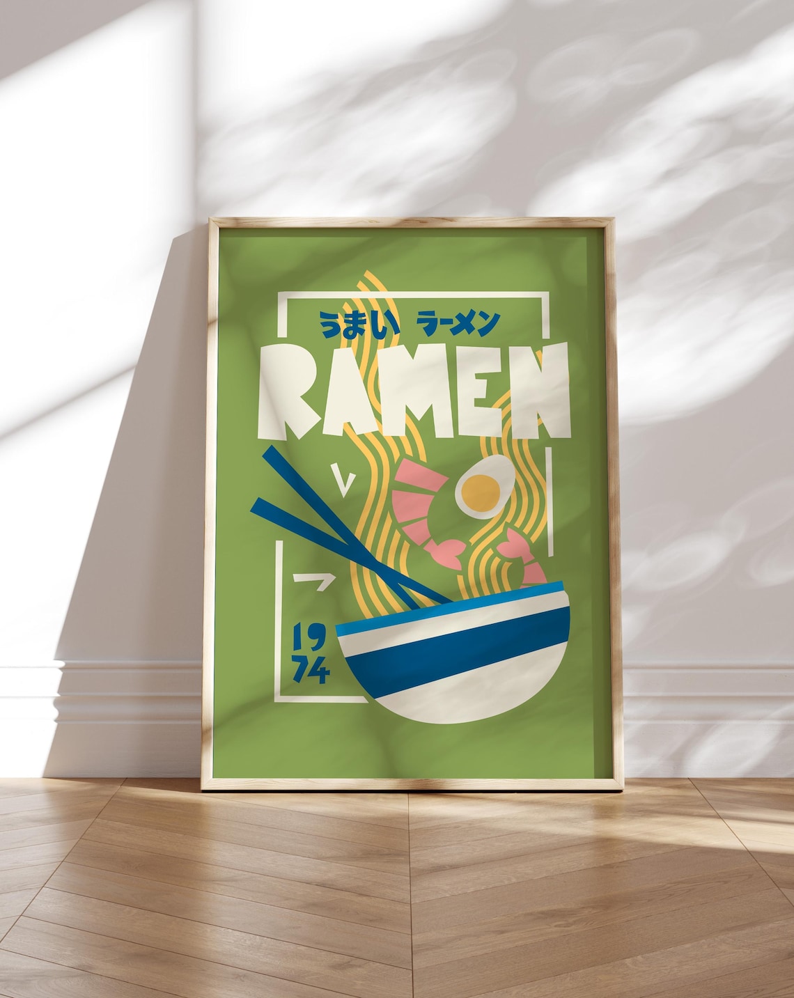 Ramen Poster, Japanese Kitchen Retro Food Typography