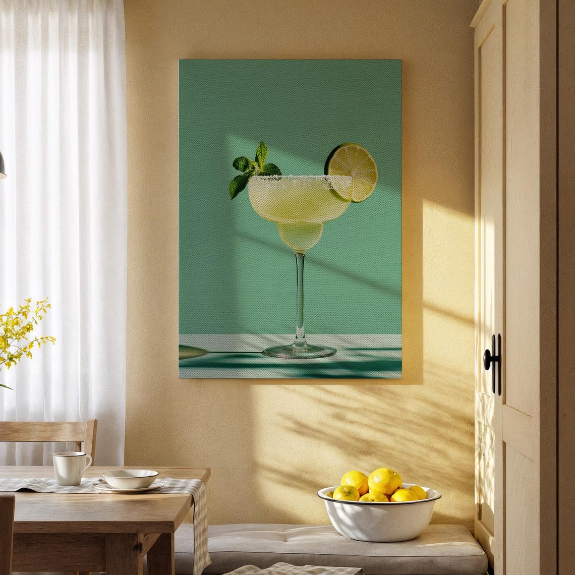 Margarita Cocktail Lime Mint Refreshing Drink Teal Kitchen Print