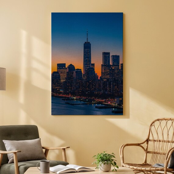 New York City Skyline Canvas Wall Art Sunset Cityscape Print Modern Urban Decor For Living Room Office Or Loft Contemporary Accent