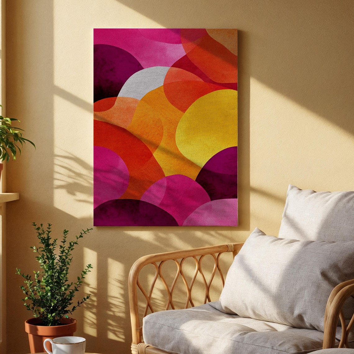 Colorful Overlapping Circles Abstract Bold Pink Orange Canvas Print