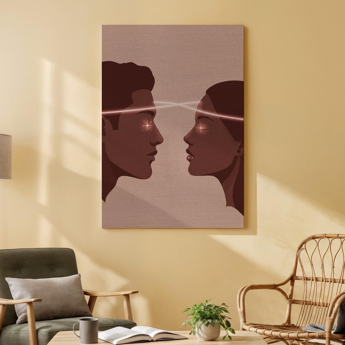 Couple Connection Romantic Abstract Lovers Spiritual Bedroom Wall Art