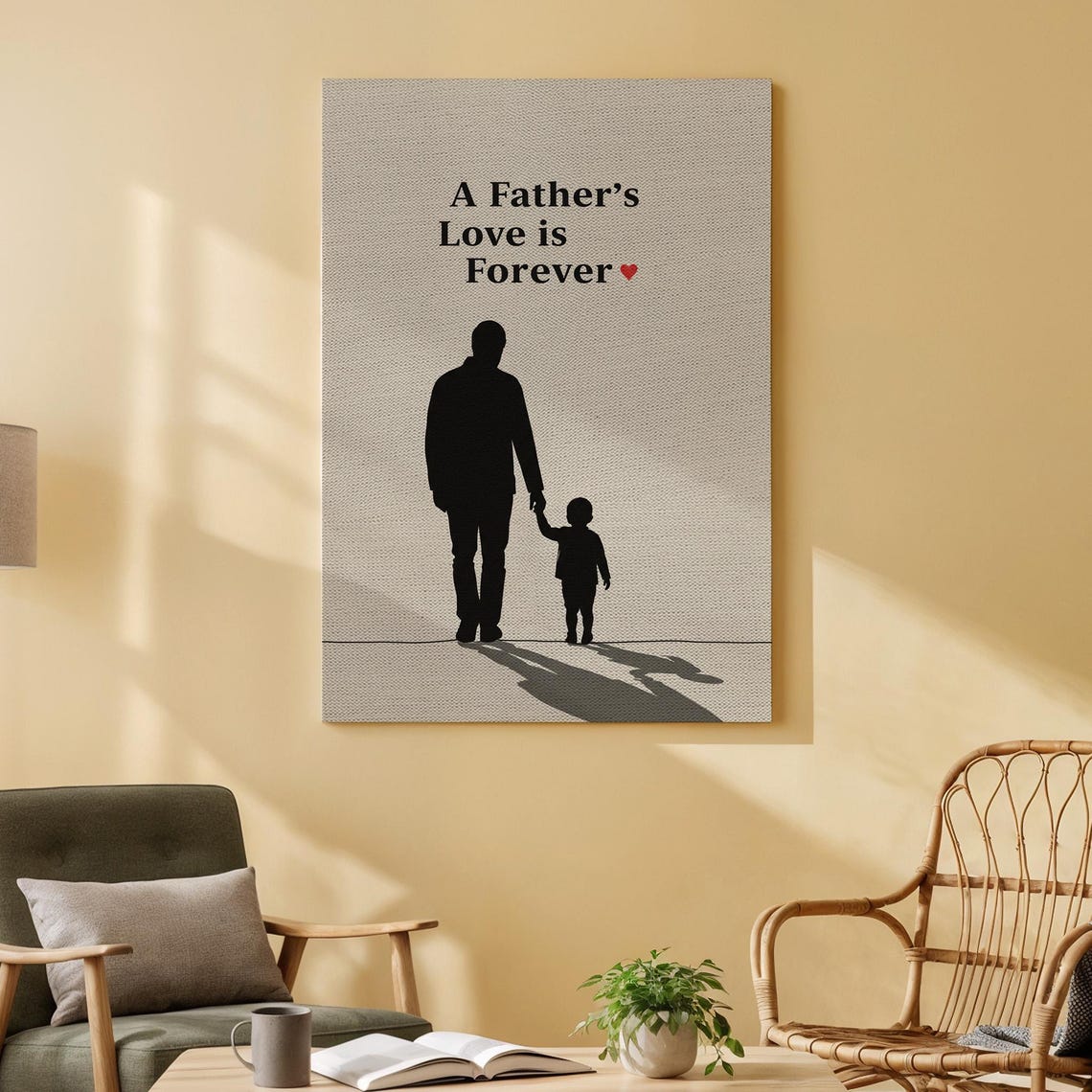 A Fathers Love Is Forever Father Child Silhouette Heart Poster