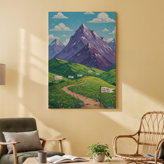 Im Not Done Yet Canvas Art Motivational Mountain Path Print Inspirational Quote With View Decor Home Office Bedroom