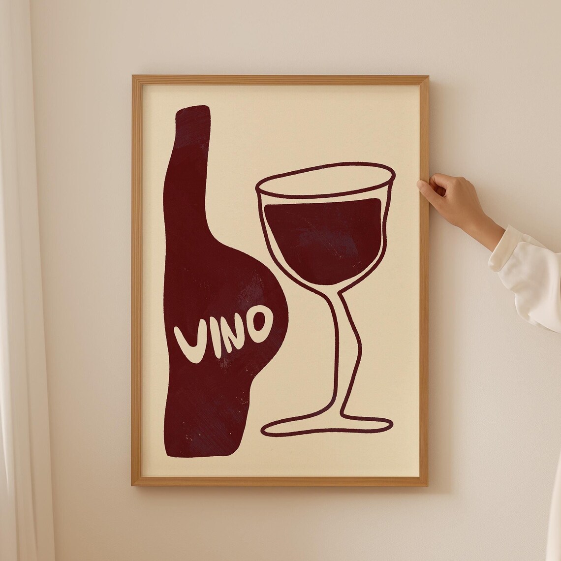 Vino Retro Wine Poster, Mid-Century Kitchen Art Print
