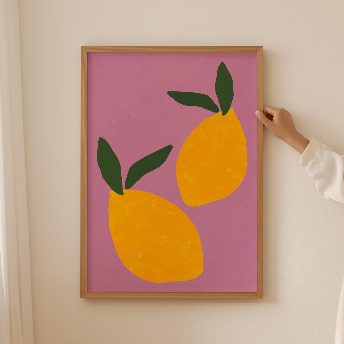 Lemons Retro Kitchen Wall Art Print, Abstract Fruit