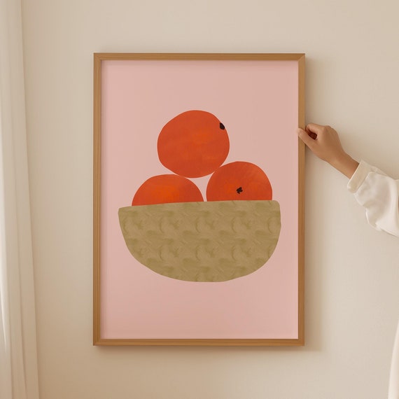 Oranges Poster Oranges In Bowl Print Vintage Fruit Poster Still Life Kitchen Wall Art Citrus Fruit Print Botanical Food Illustration