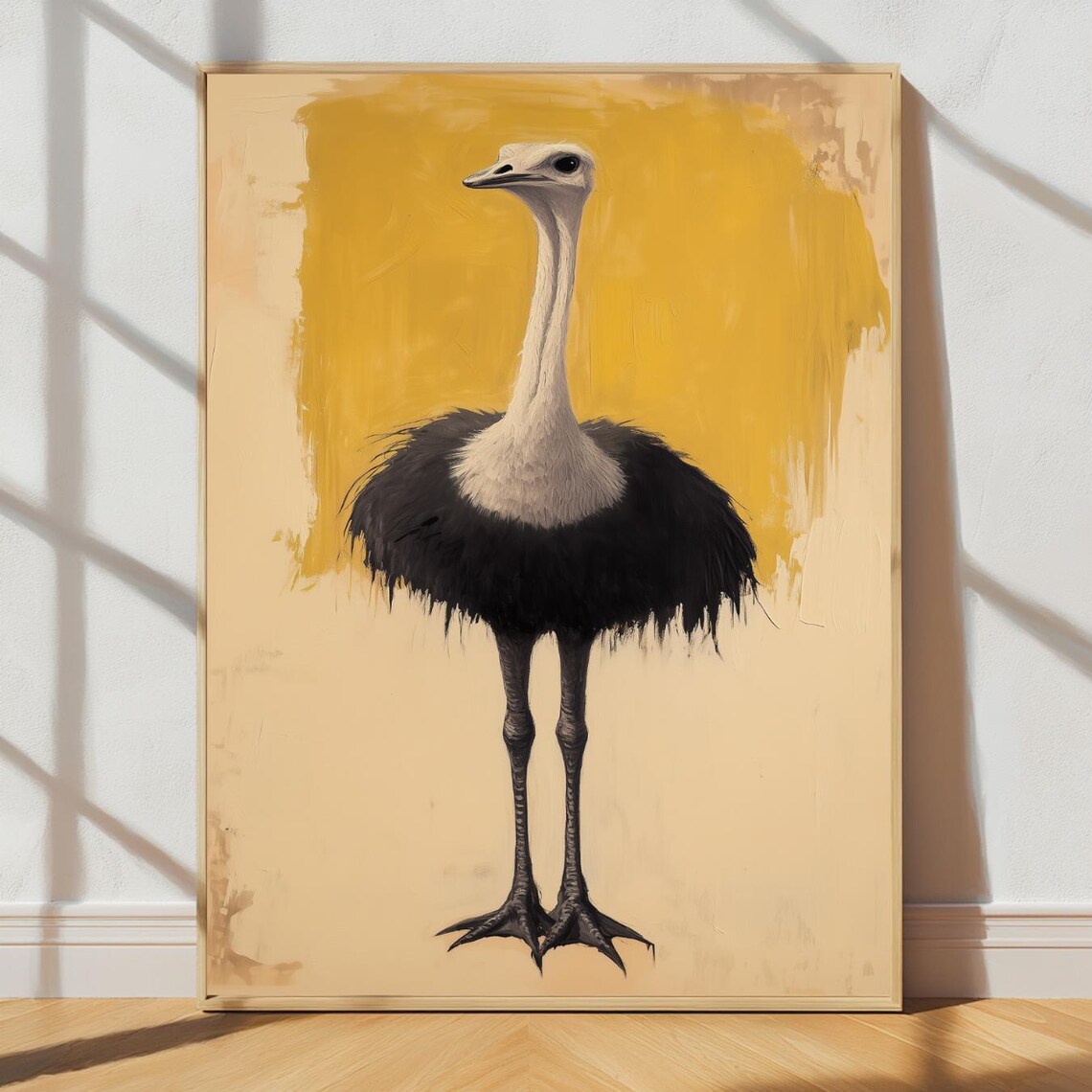 Contemporary Ostrich Portrait Art Print, Abstract Style