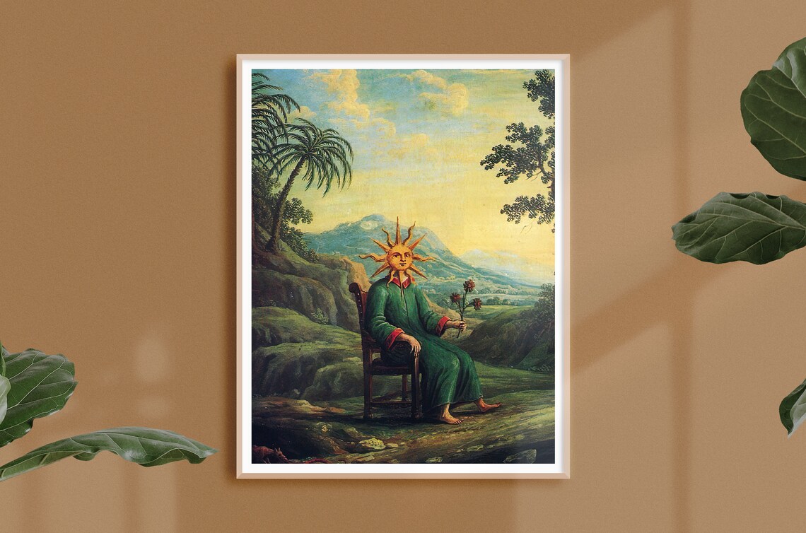 Vintage Esoteric Sun Fine Art Print, Alchemy Decor - Image 3
