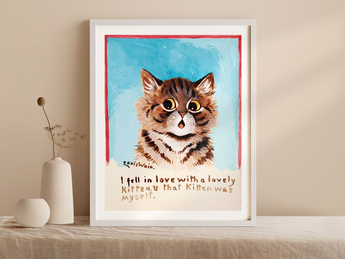 Vintage Louis Wain Kitten Art Print, Nursery Decor