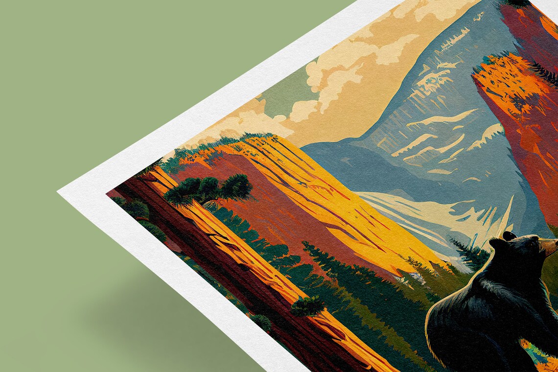 Yosemite Vintage Travel Poster, USA Landscape - Image 2