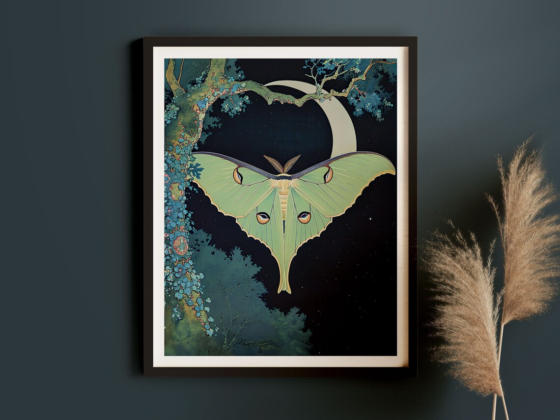 Vintage Luna Moth Art Nouveau Magical Art Print - Image 3