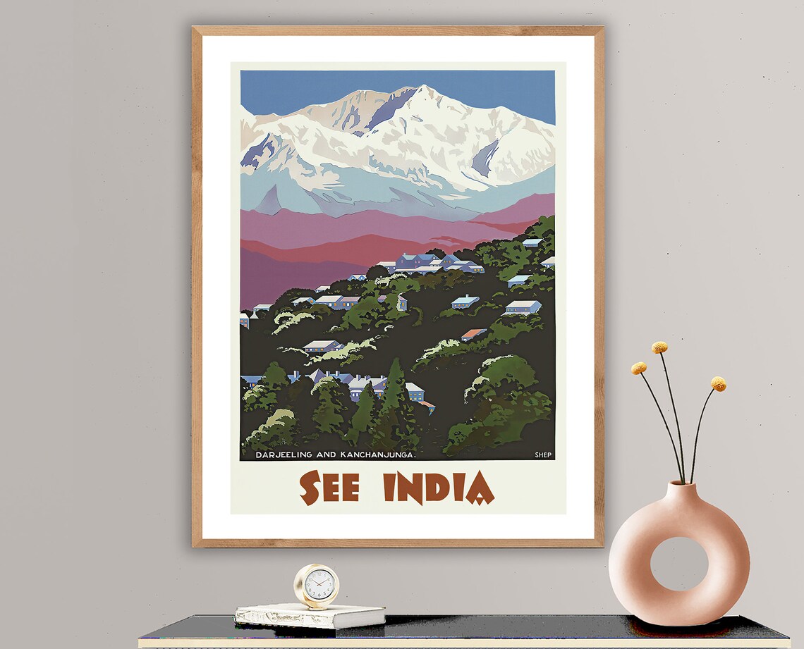 Darjeeling And Kanchanjunga Vintage Travel Poster