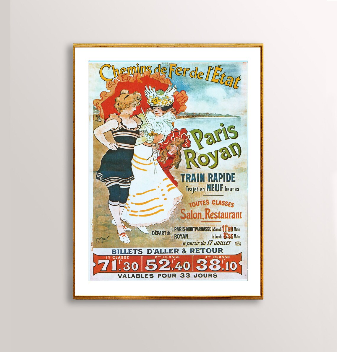 Paris Royan Express Train Belle Epoque Seaside Railway Travel Poster