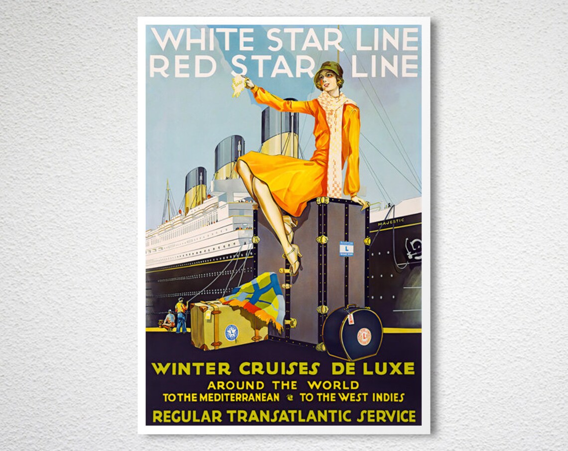 White Star Line Red Star Line Vintage Travel Poster - Image 2