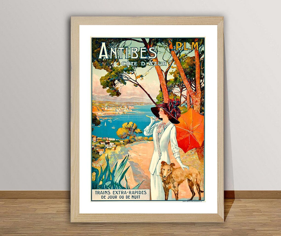 Antibes Cote Dazur France Vintage Travel Poster