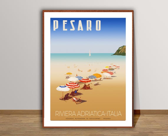 Pesaro Riviera Adriatica Italia Vintage Travel Poster Travel Art Prints Gift Idea Wall Decor