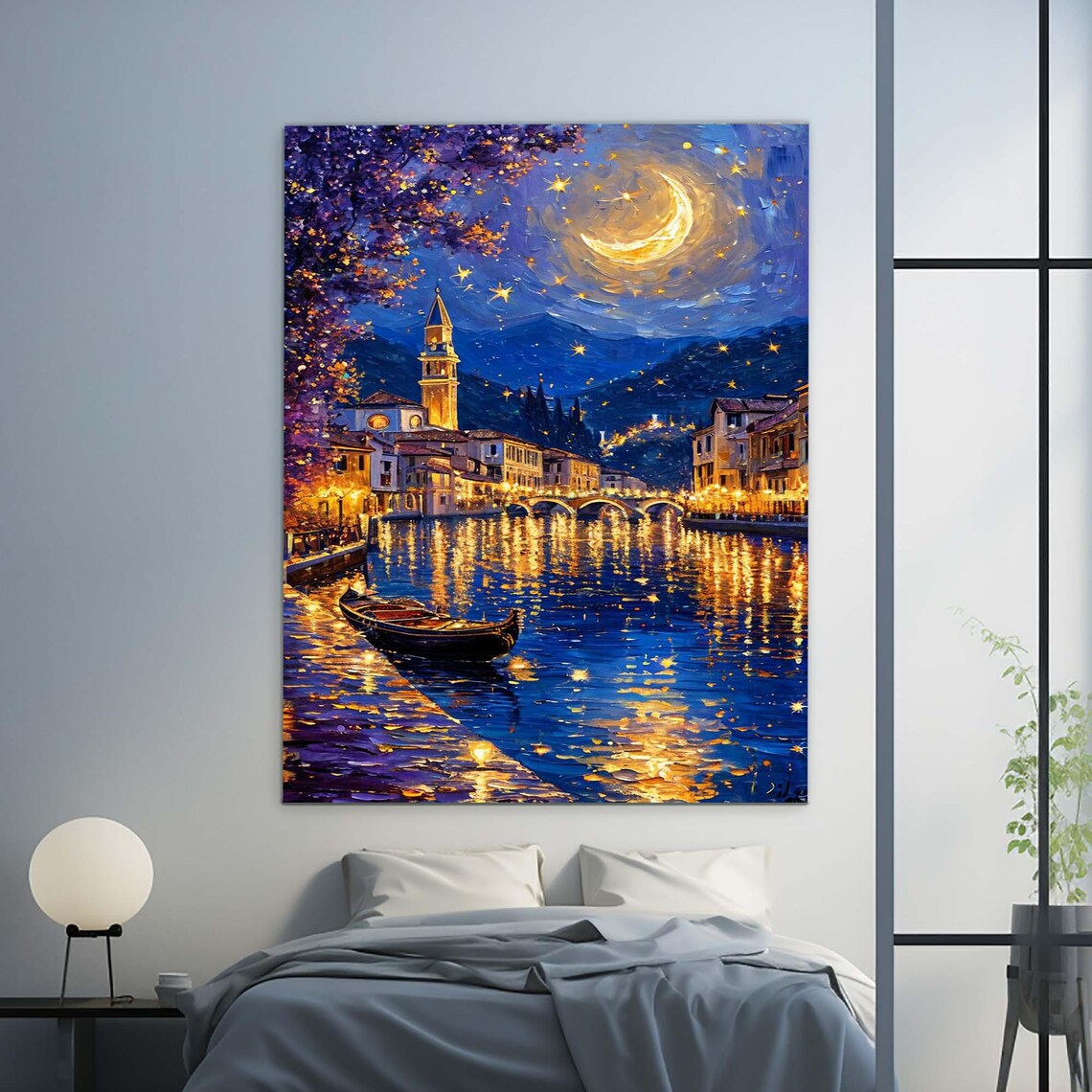 Venetian Canal Night Gondola Lights Romantic Italy Travel Poster - Image 2