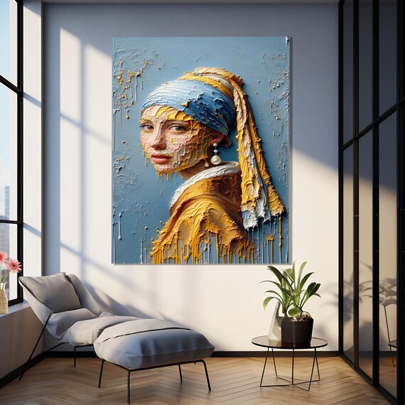 Girl With A Pearl Earring 3D Impasto Texture Vermeer Style Gallery Poster