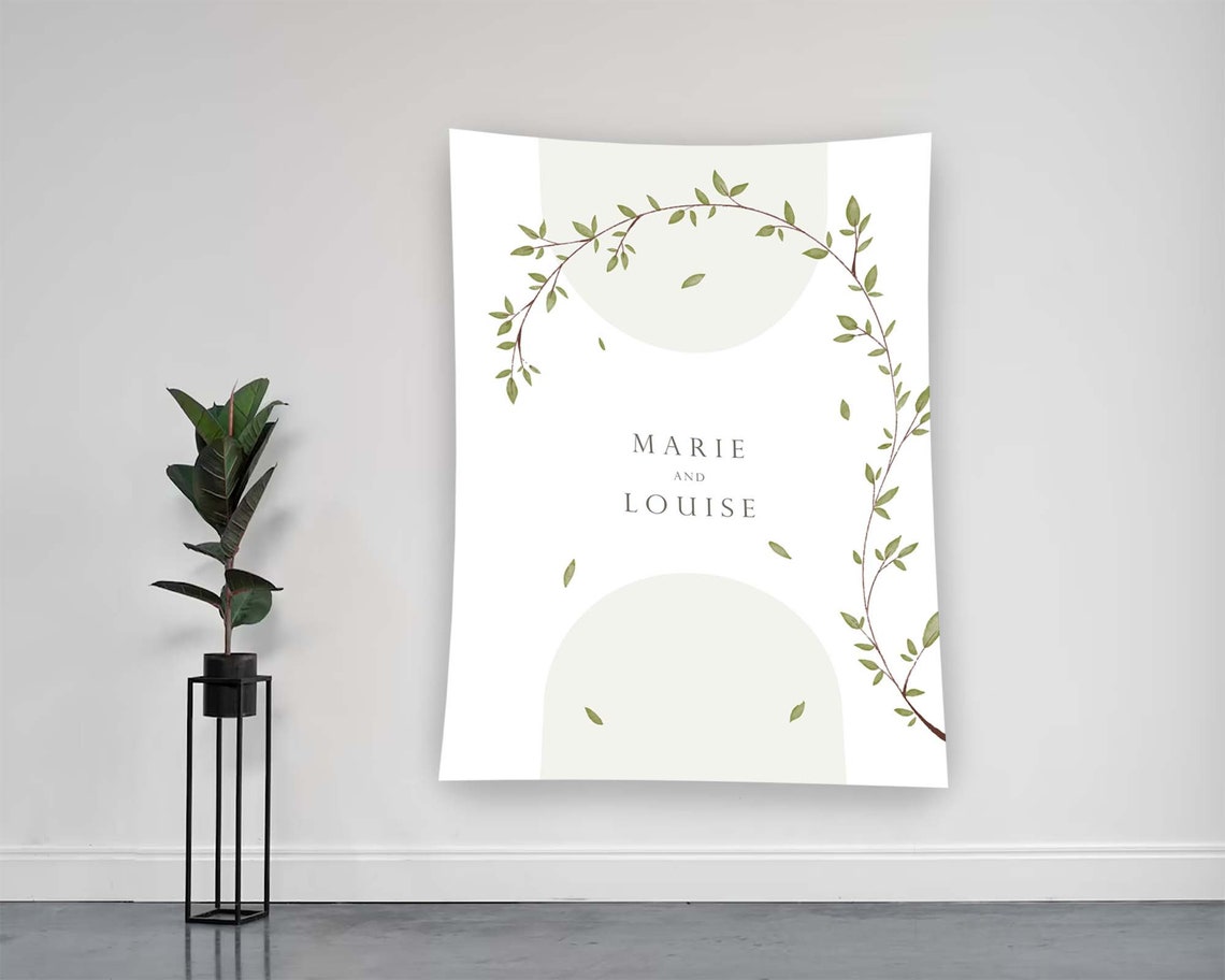 Marie And Louise Wedding Names Botanical Arch Elegant Couple Wall Art - Image 2