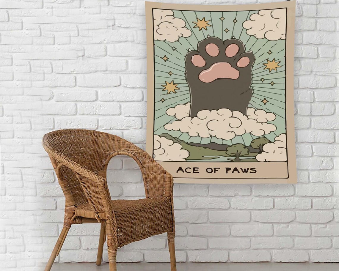 Cat Tapestry Minimalist Modern Wall Art Print - Image 2