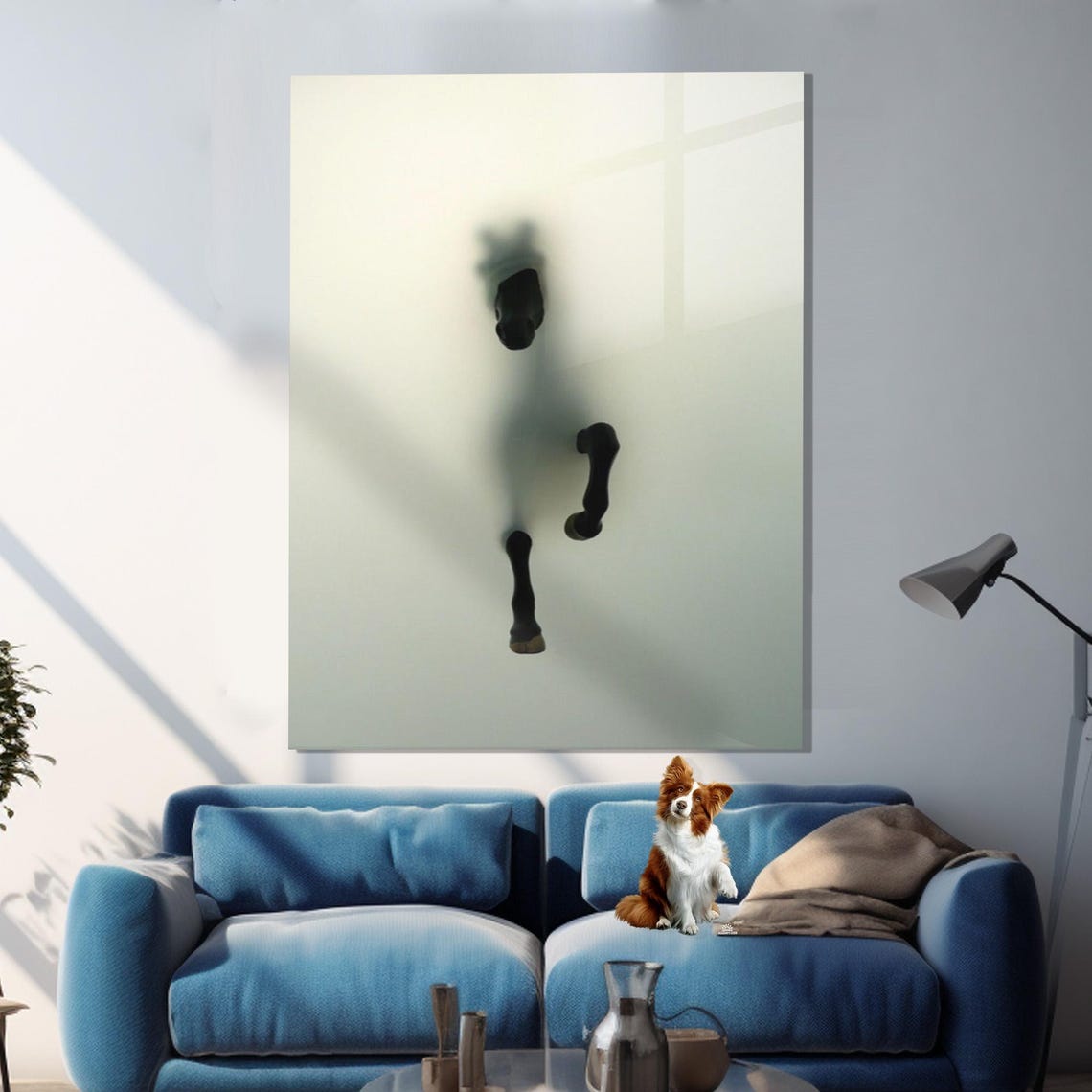 Minimalist Running Horse Silhouette Pale Modern Equine Gallery Poster - Image 3