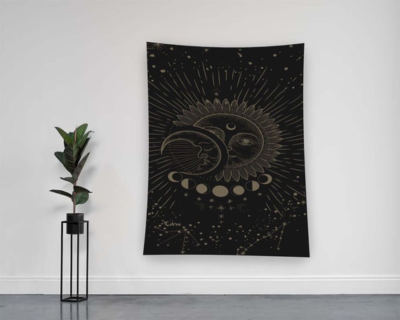 Sun Tapestry Moon Tapestry Aesthetic Tapestry Zodiac Tapestry Sign Tapestry Minimalist Tapestry Tapestry Decor Sun Moon Pattern