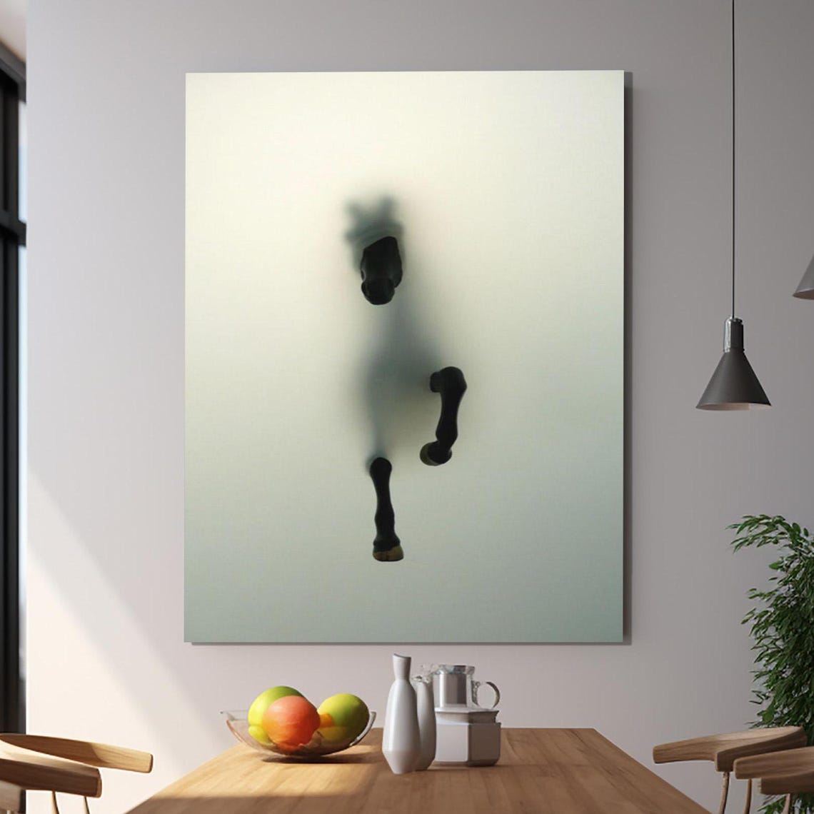 Minimalist Running Horse Silhouette Pale Modern Equine Gallery Poster