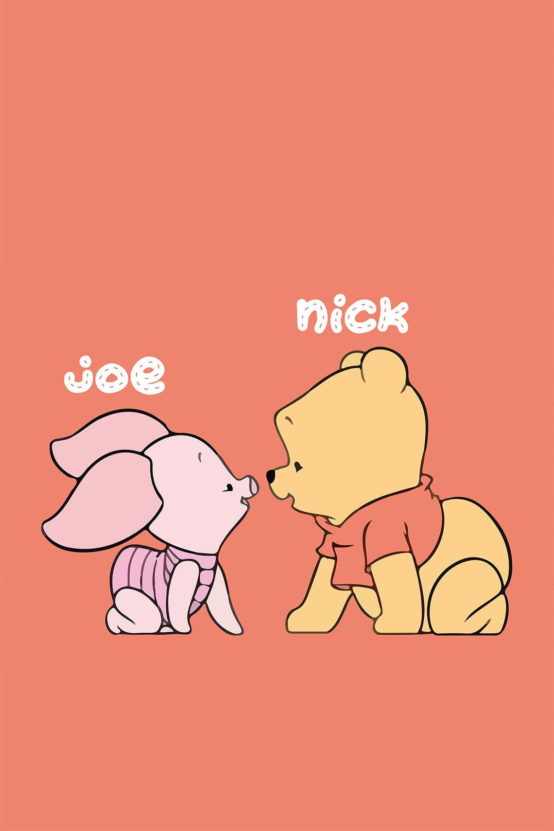 Winnie The Pooh Piglet Best Friends Personalized Name Coral Poster - Image 3