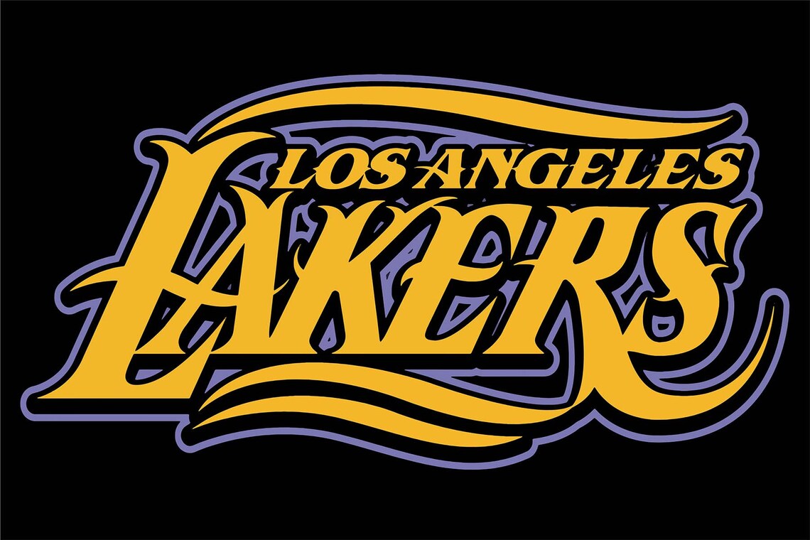 Los Angeles Lakers Gold Purple Black Basketball Team Logo Wall Art - Image 3