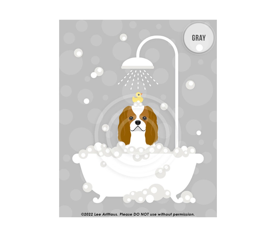 Cavalier King Charles Spaniel Bubble Bath Shower Cute Dog Breed Poster - Image 3