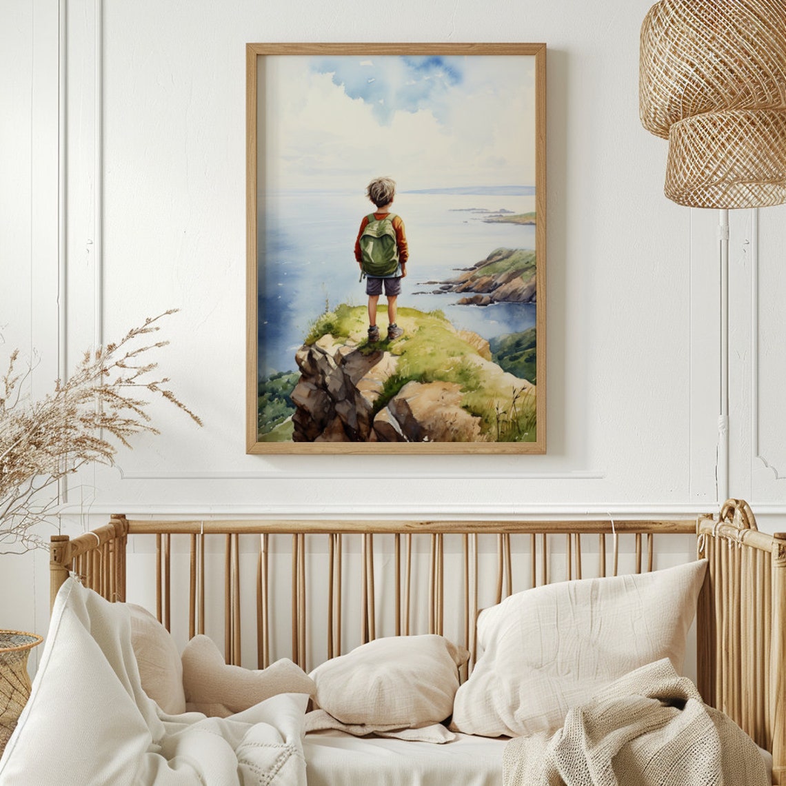 Boys Room Wall Art Nature Watercolor Painting Adventure Kids Nursery Print Wilderness Mountain Landscape Decor Artwork - Image 2