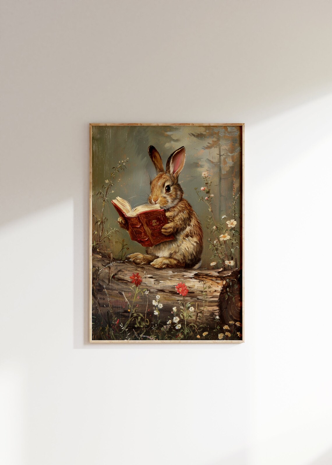 Vintage Easter Rabbit Reading Book, Spring Decor - Image 2