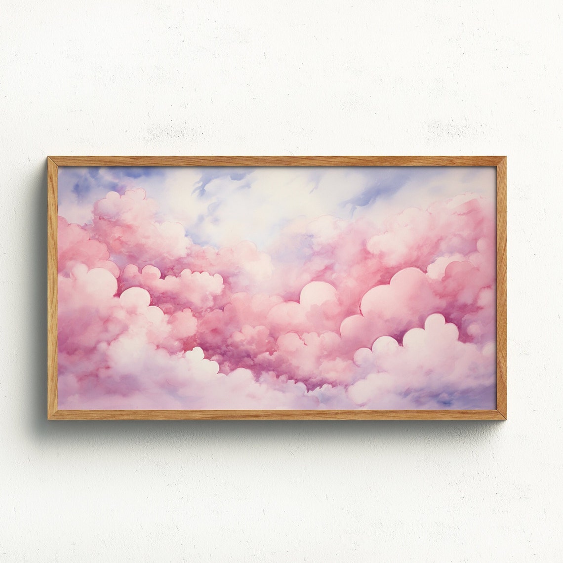 Whimsical Pink Cotton Candy Clouds Dreamy Watercolor Sky Poster