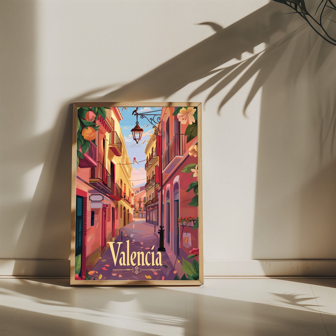 Valencia Spain Old Town Colorful Street Lantern Travel Poster - Image 5