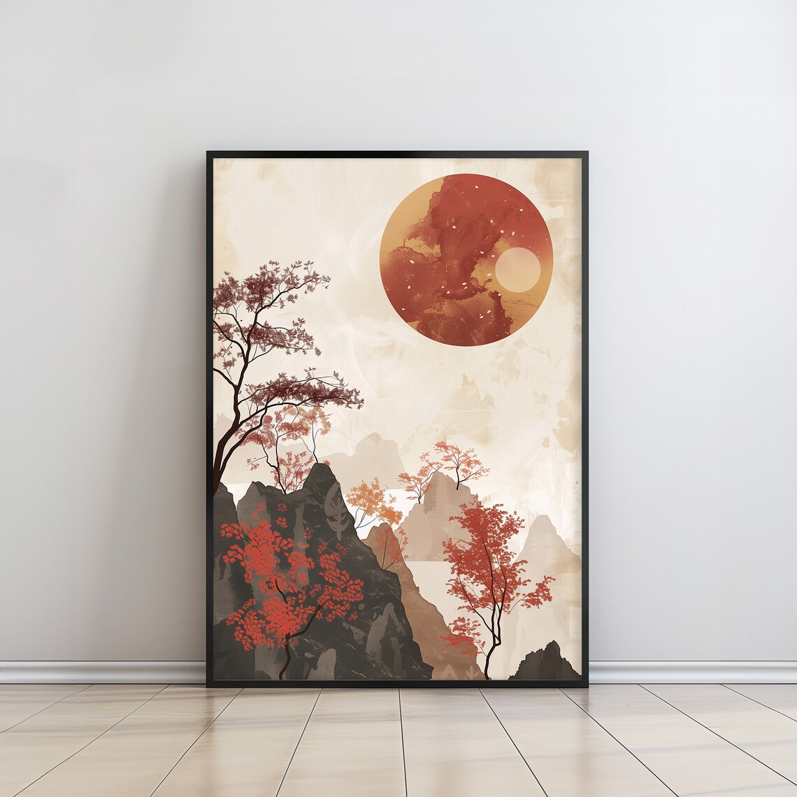 Mountain Landscape Japandi Wall Art Abstract Wabi Sabi Print Modern Japanese Decor - Image 5