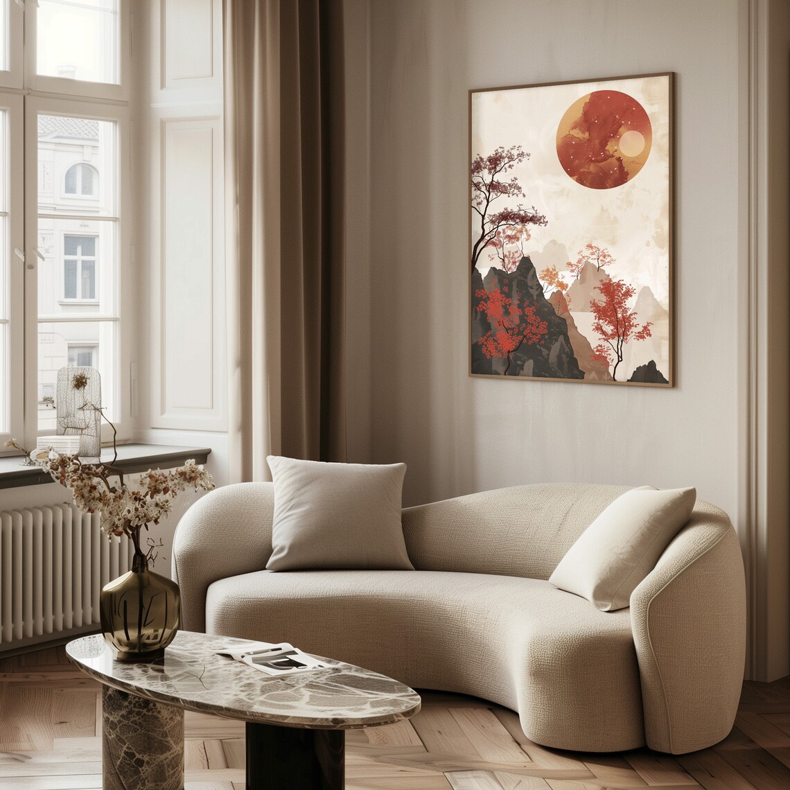 Mountain Landscape Japandi Wall Art Abstract Wabi Sabi Print Modern Japanese Decor - Image 3