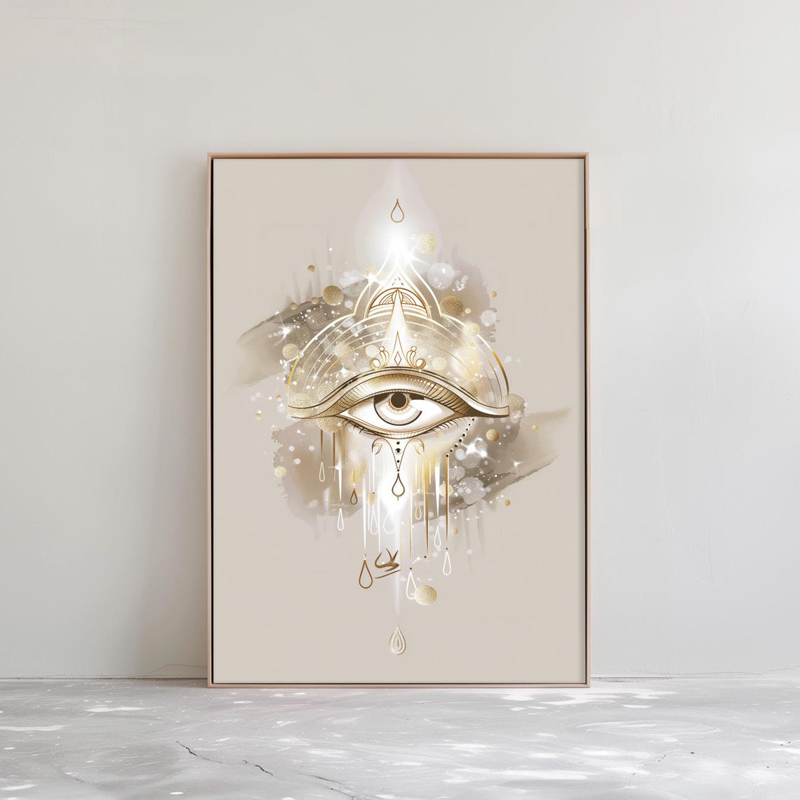 Golden Evil Eye Ornate Spiritual Protection Amulet Art Poster