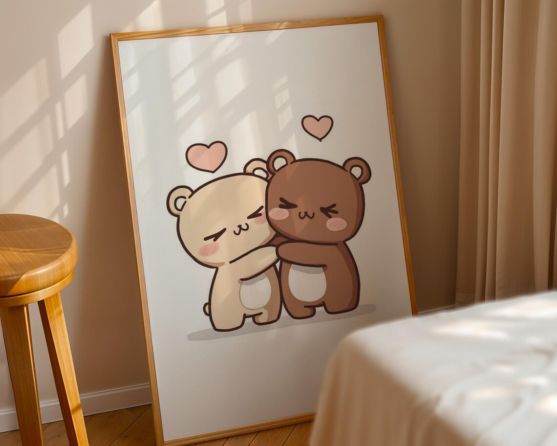Bear Couple, Cute Couples Decor Art Print - Image 5