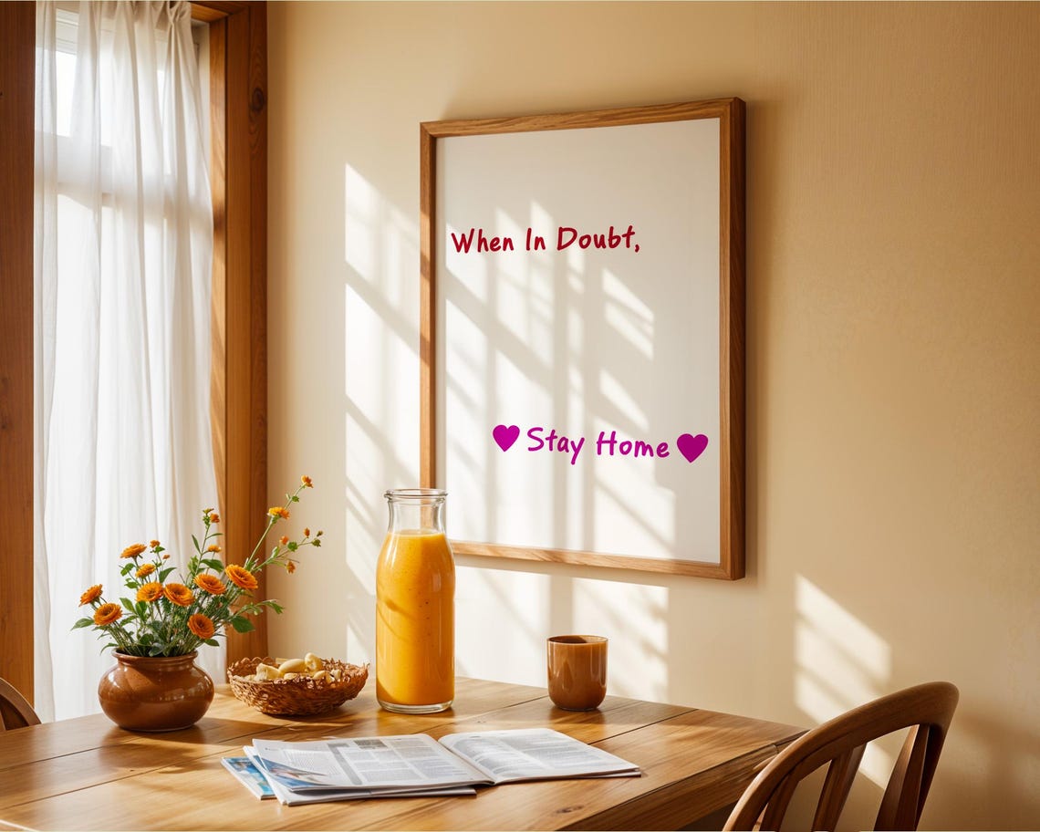 When In Doubt Stay Home Funny Poster For Introverts Wall Art Home Room Decor - Image 5