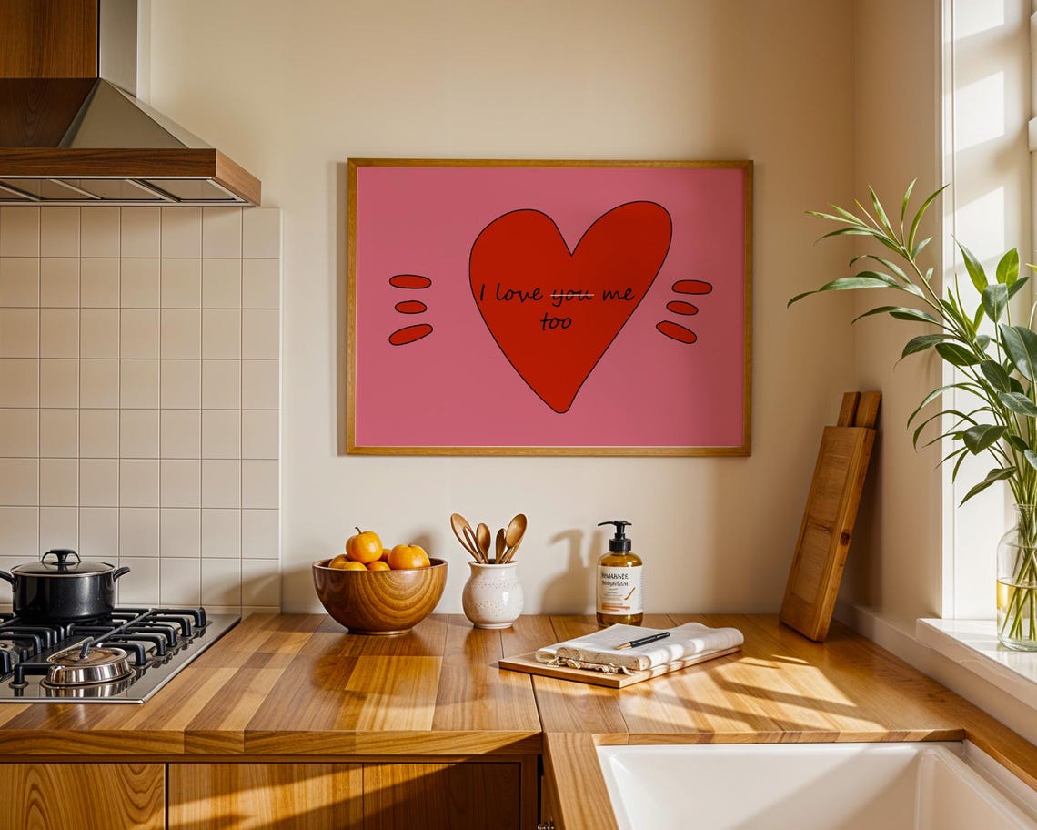 I Love Me Too Pink Background Funny Poster Wall Art Home Room Decor - Image 4