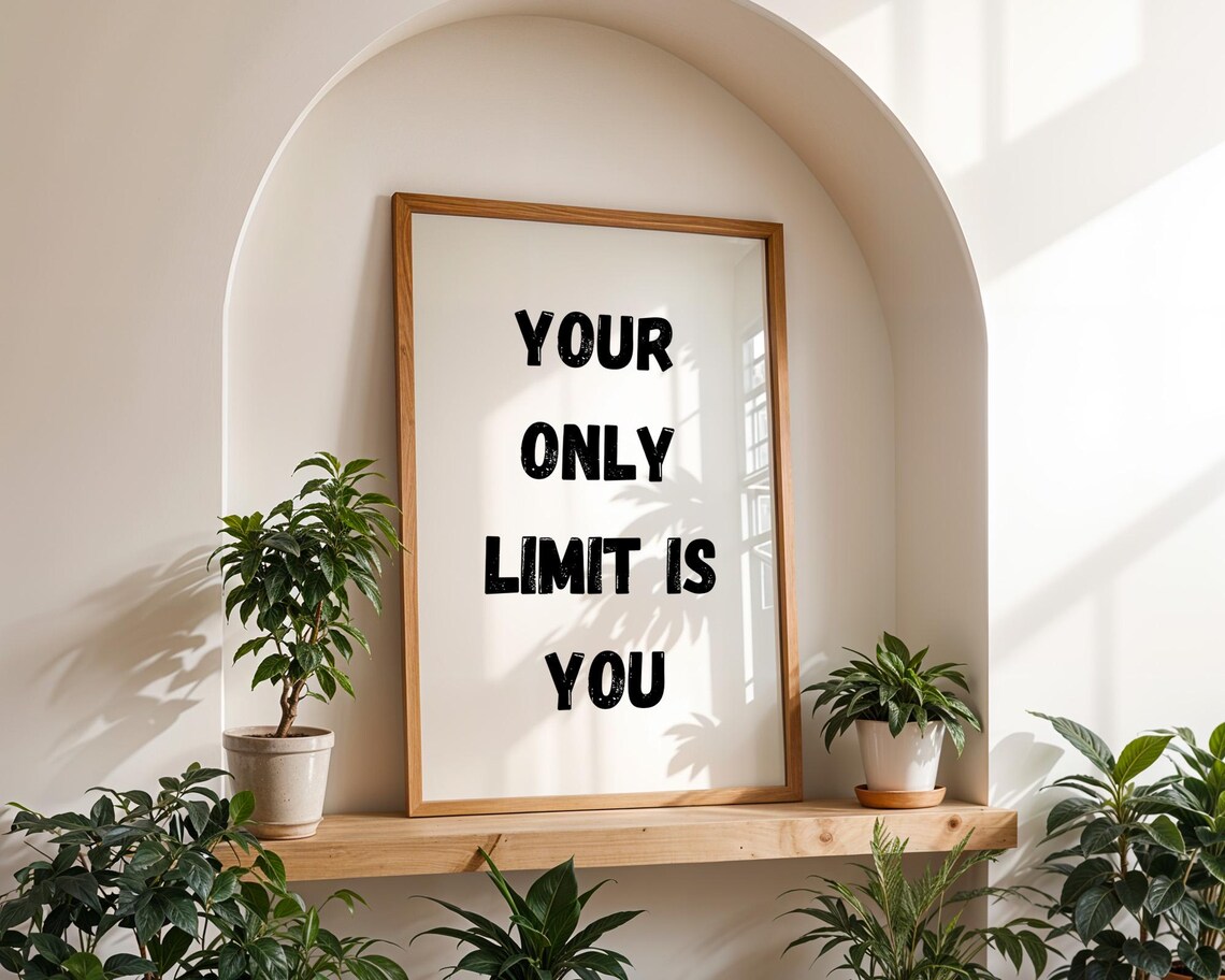 Your Only Limit Is You Bold Black Quote Motivational Wall Art - Image 5