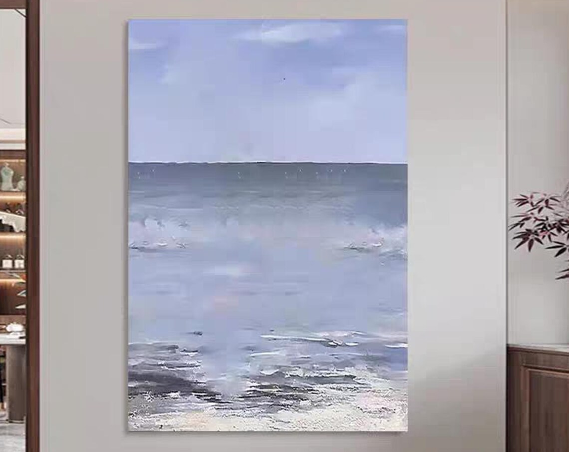 Purple Haze Seascape with Soft Blue Horizon Abstract Art Poster