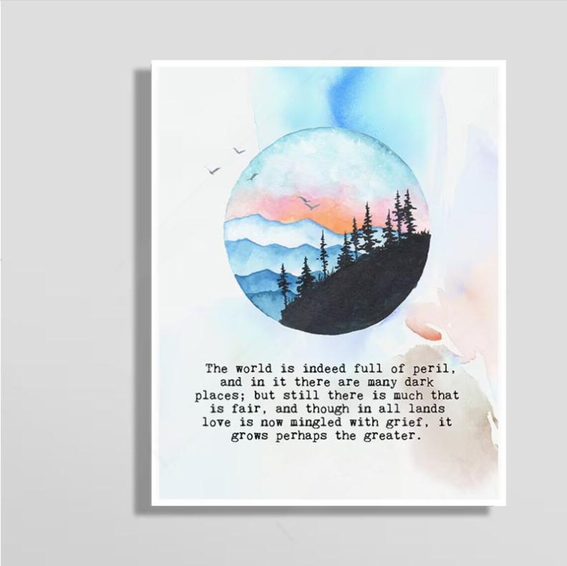 J.R.R. Tolkien Quote, Watercolor Inspiration Art Print