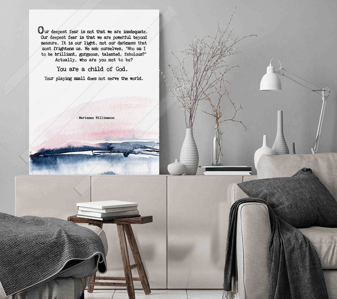 Marianne Williamson Our Deepest Fear Ocean Waves Watercolor Poster - Image 2