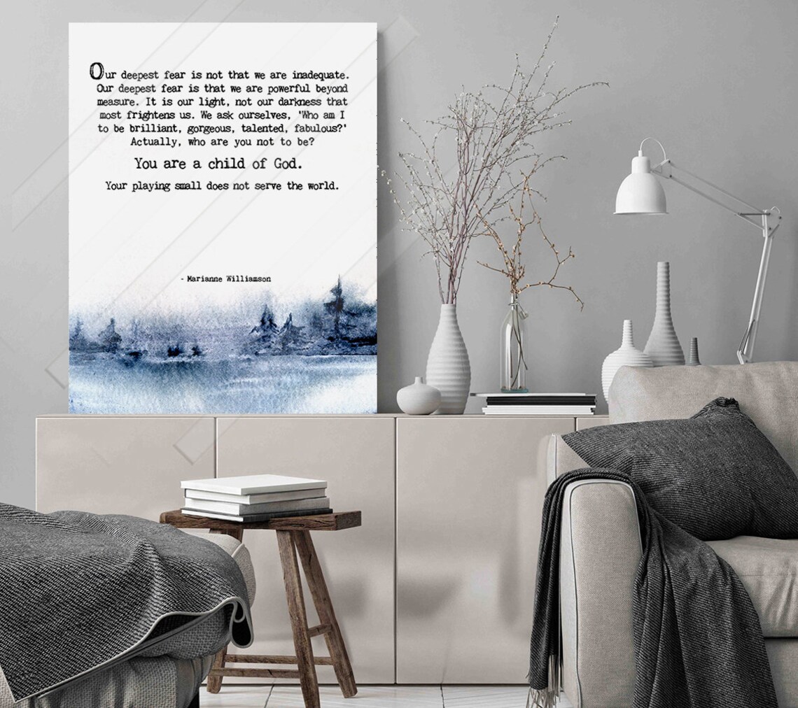 Marianne Williamson Our Deepest Fear Child Of God Quote Art Poster - Image 2