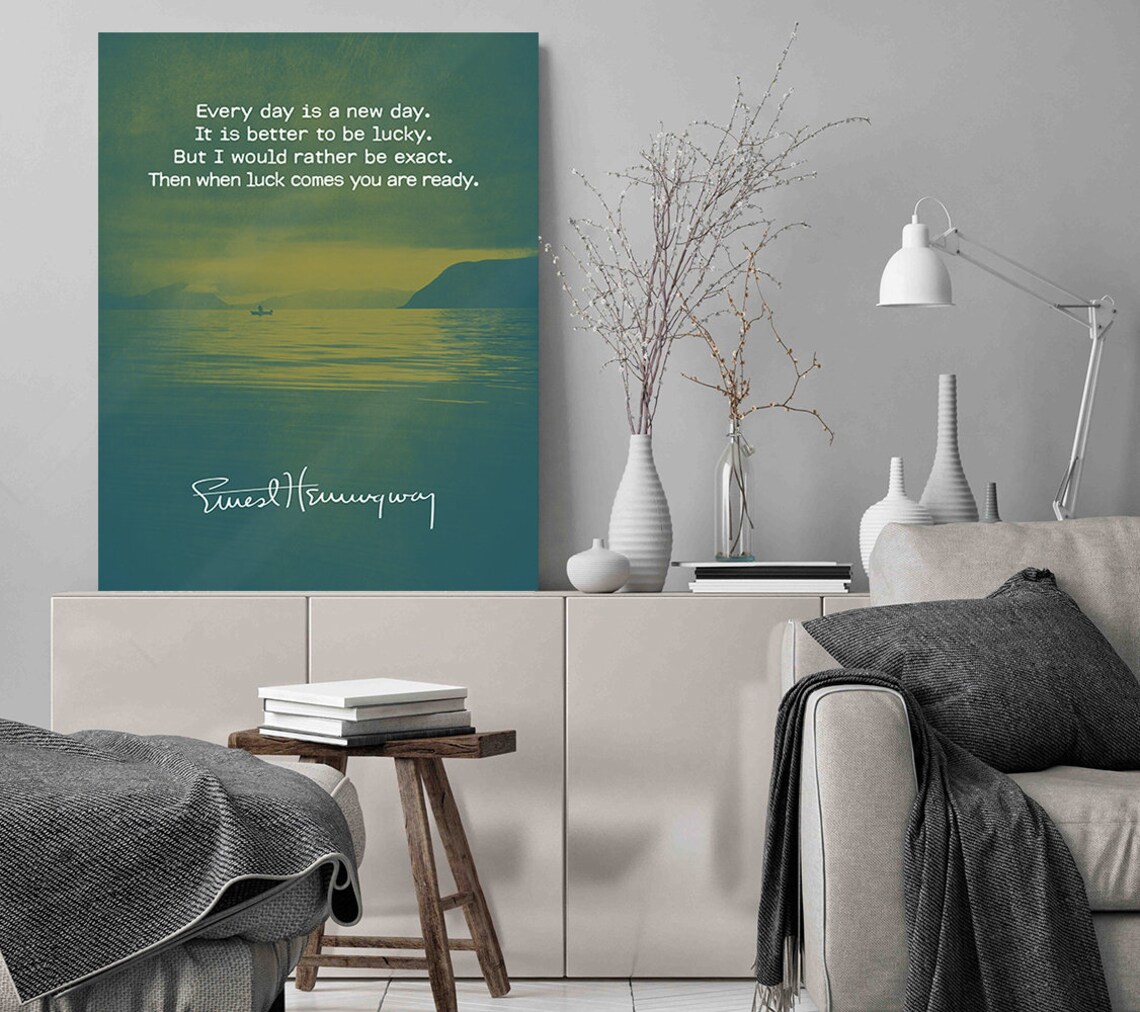 Ernest Hemingway Every Day Is A New Day Sea Sunset Quote Poster - Image 3