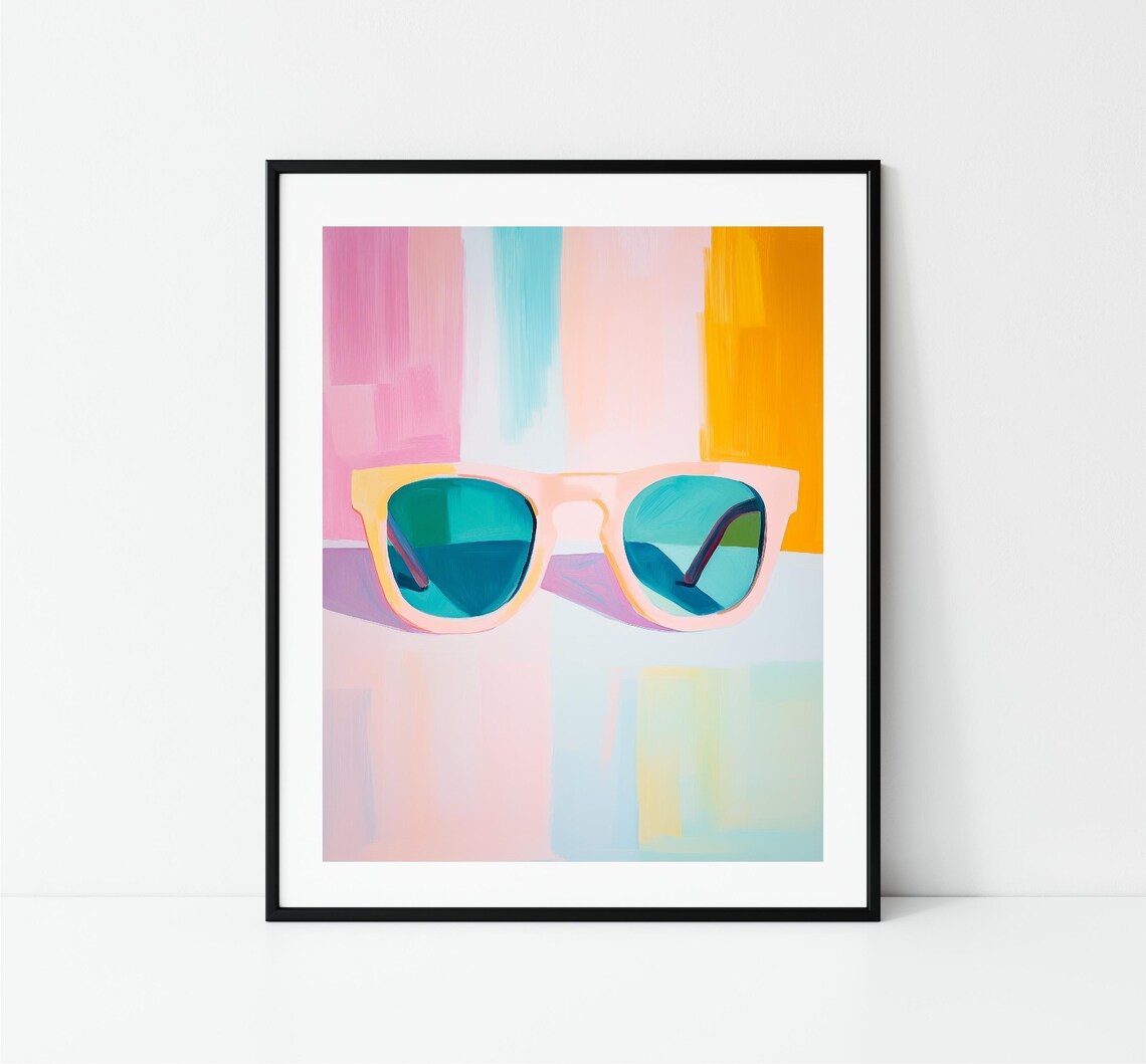 Retro Pink Sunglasses Teal Lenses Colorful Summer Pop Art Wall Art - Image 3