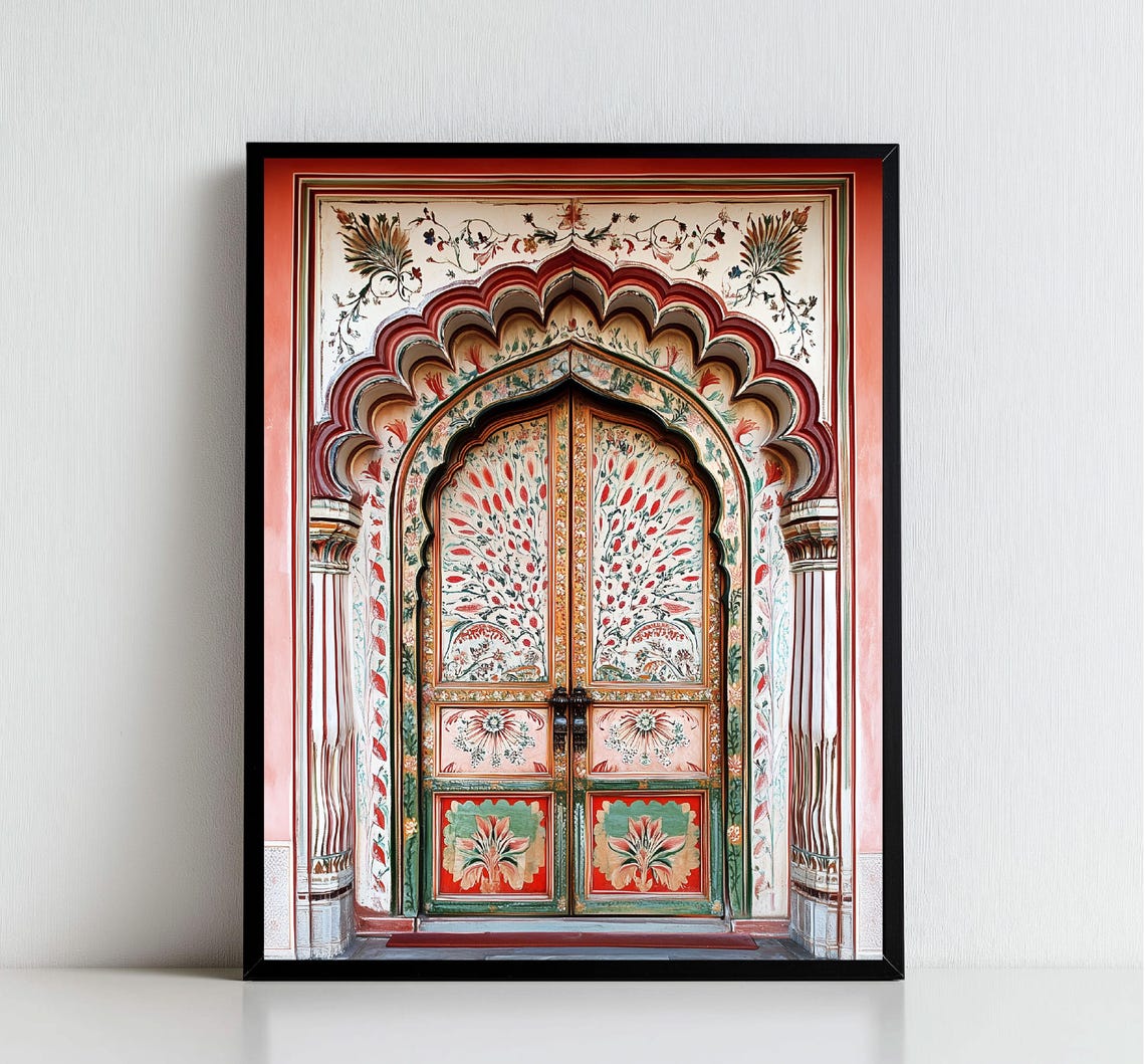 Indian Decor Door Travel Photography Jaipur Illustration Jaipur Poster Jaipur Poster India Travel Poster Bedroom Decor In Trend - Image 2