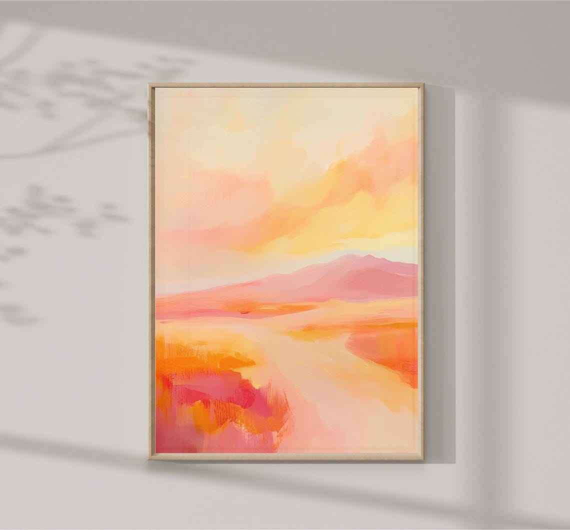Abstract Desert Sunset Warm Orange Pink Modern Landscape Poster