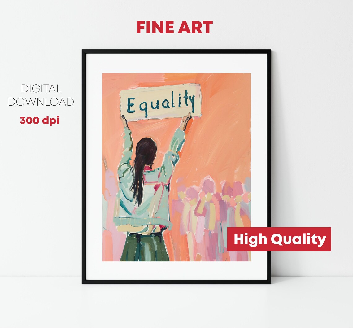 Woman Equality Sign Protest March Feminist Pink Activist Art Poster - Image 2